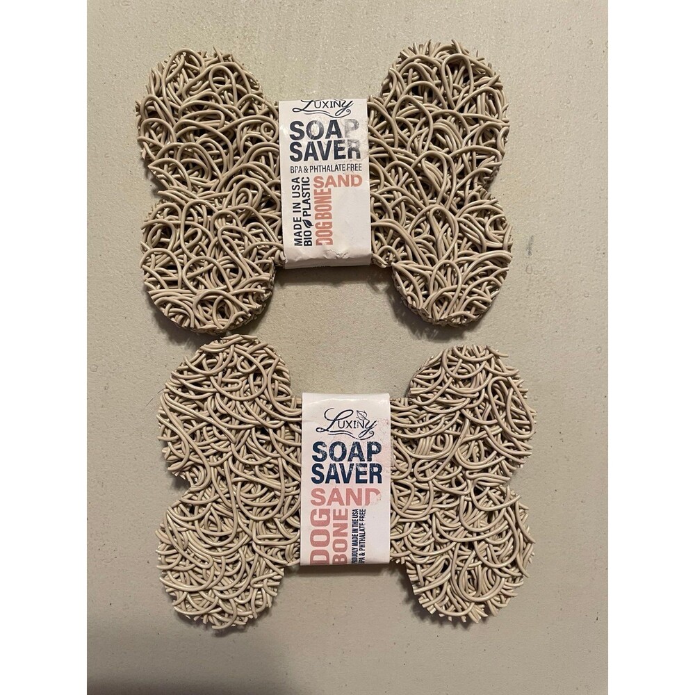LUXINY Soap Saver Dog Bones Set of 2 Beige New